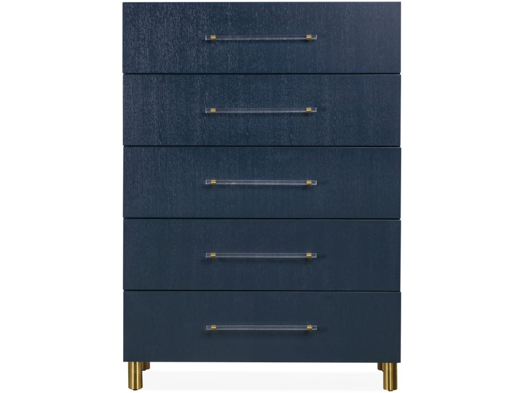 Argento Five Drawer Chest in Navy Blue and Burnished Brass (2024) - image 3