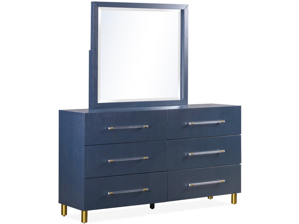 Argento Six Drawer Dresser in Navy Blue and Burnished Brass (2024) - image 6
