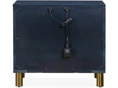 Argento Two Drawer USB Charging Nightstand in Navy Blue and Burnished Brass