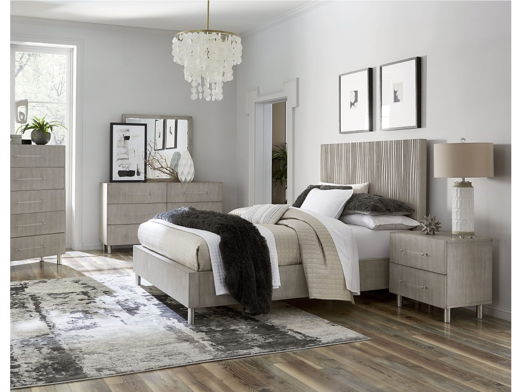 Argento Wave-Patterned Bed in Misty Grey - main image