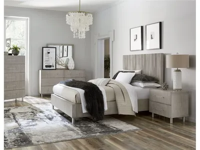 Argento Wave-Patterned Bed in Misty Grey