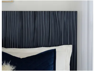 Argento Wave-Patterned Bed in Navy Blue and Burnished Brass