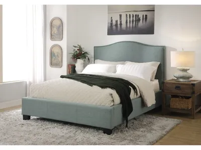 Ariana Upholstered Platform Bed in Bluebird