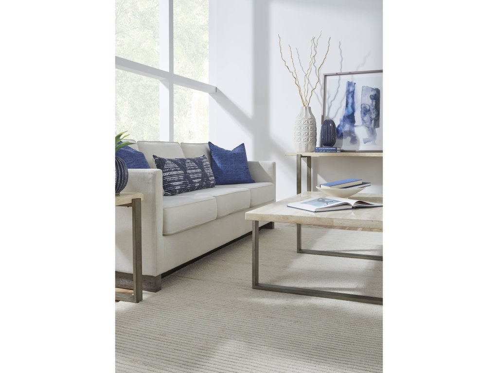 Ariela Natural Travertine Coffee Table with Bronze Metal Base - image 2
