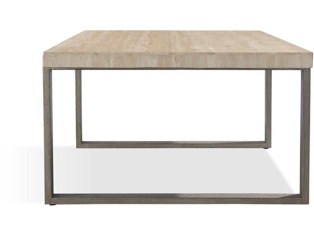 Ariela Natural Travertine Coffee Table with Bronze Metal Base - image 6
