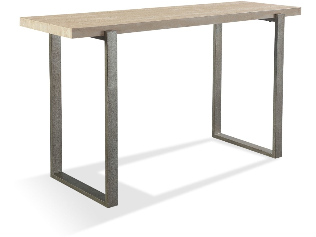 Ariela Natural Travertine Console Table with Bronze Metal Base - image 4