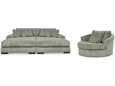 Lindyn Super Chaise with Oversized Swivel Chair
