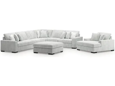 Stupendous 4-Piece Sectional, Oversized Chaise and Ottoman