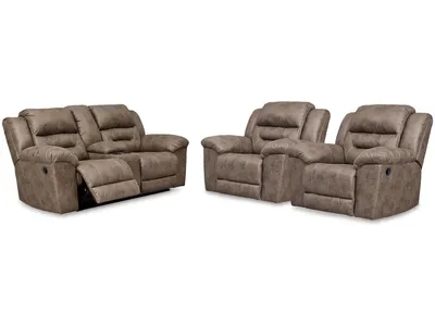 Stoneland Reclining Loveseat and 2 Recliners