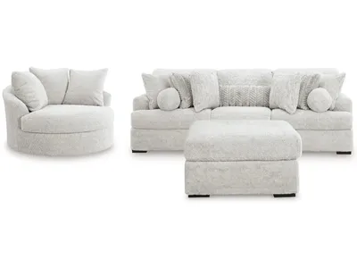 Cuddle Plush 3-Piece Sectional, Chair and Ottoman