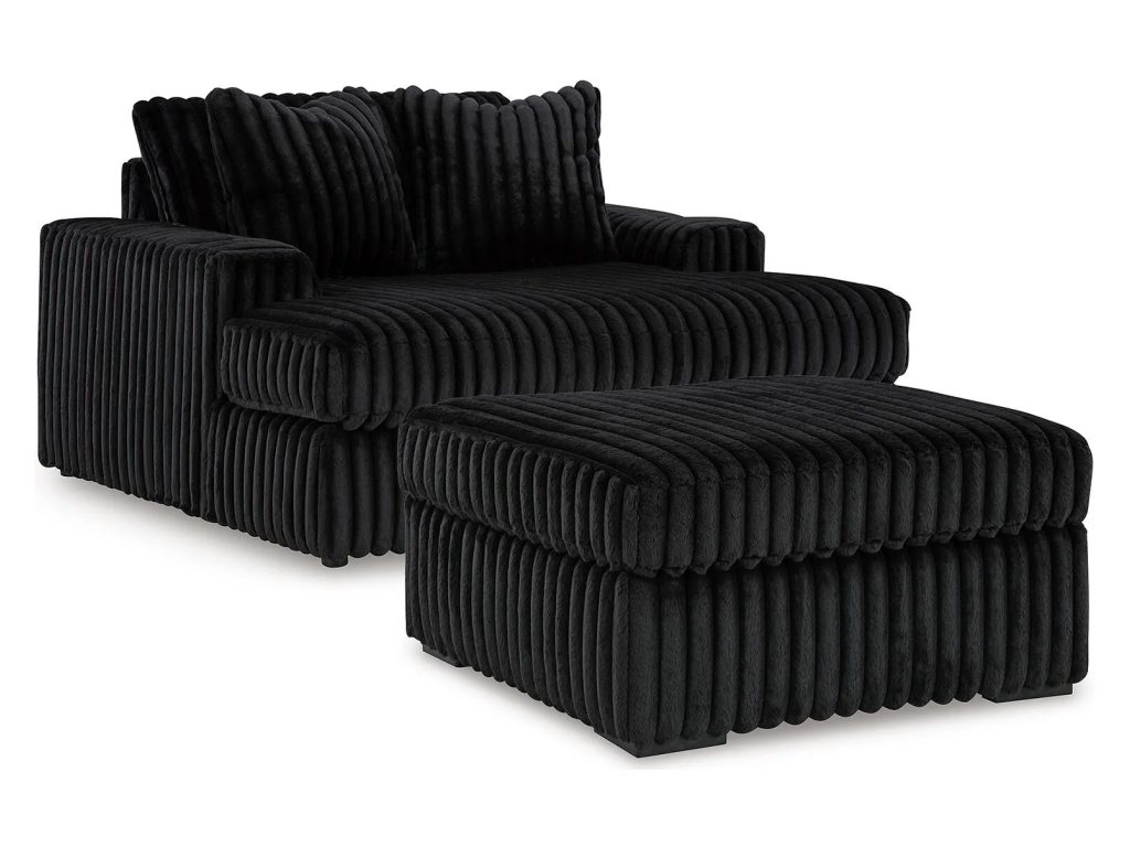Midnight-Madness Oversized Chaise and Oversized Accent Ottoman - main image