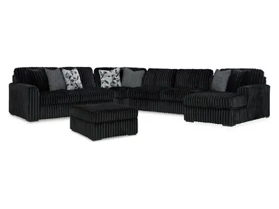 Midnight-Madness 4-Piece Sectional and Oversized Accent Ottoman
