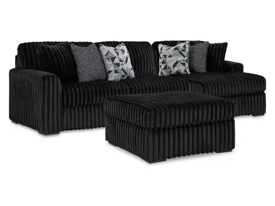 Midnight-Madness 2-Piece Sectional and Oversized Accent Ottoman