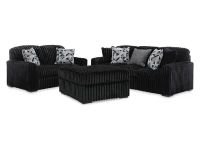 Midnight-Madness Sofa, Loveseat and Oversized Ottoman