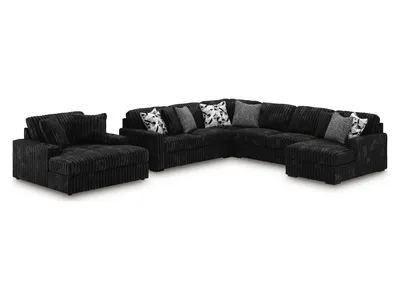 Midnight-Madness 4-Piece Sectional and Oversized Chaise