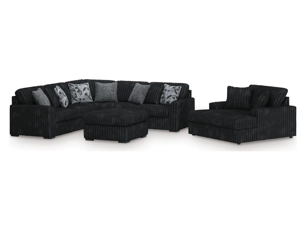 Midnight-Madness 3-Piece Sectional, Chaise and Oversized Accent Ottoman - main image