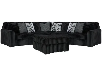 Midnight-Madness 3-Piece Sectional and Oversized Ottoman
