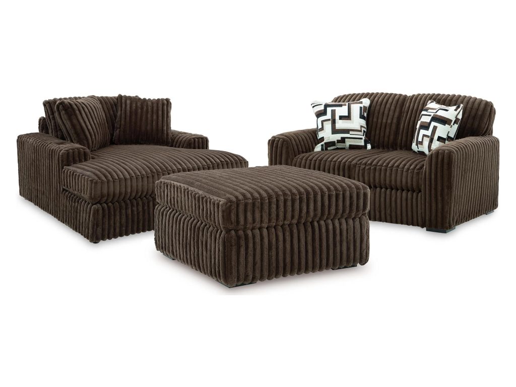 Midnight-Madness Loveseat, Oversized Chaise and Ottoman - main image