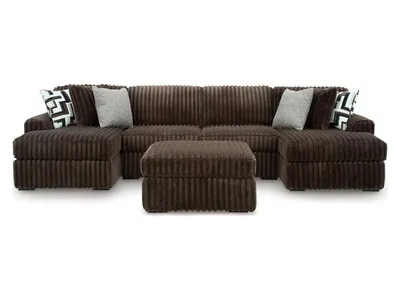 Midnight-Madness 3-Piece Double Chaise Sectional and Ottoman