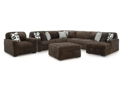 Midnight-Madness 4-Piece Sectional with Chaise, Oversized Chair and Ottoman