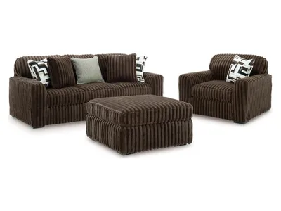 Midnight-Madness Sofa, Oversized Chair and Accent Ottoman