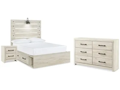 Cambeck Full Panel Bed with Storage, Dresser and Nightstand