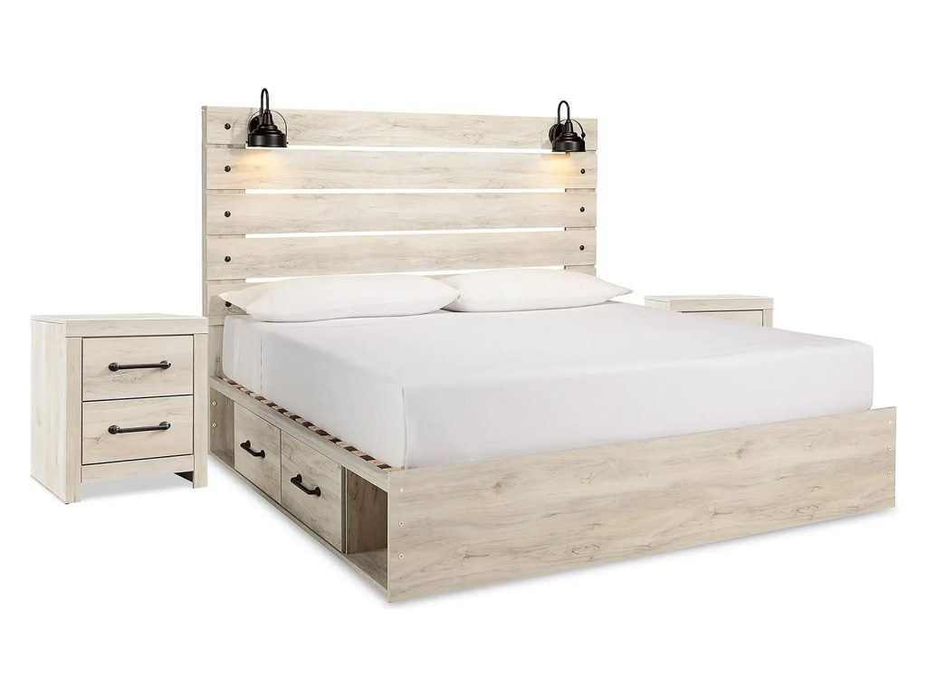 Cambeck King Panel Bed with Storage and 2 Nightstands - main image