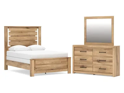 Brozmont Full Panel Bed, Dresser and Mirror