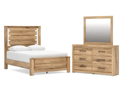 Brozmont Full Panel Platform Bed, Dresser and Mirror