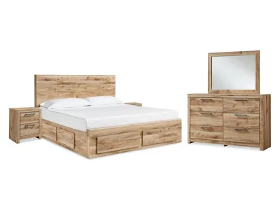 Hyanna Queen Panel Storage Bed, Dresser, Mirror and 2 Nightstands