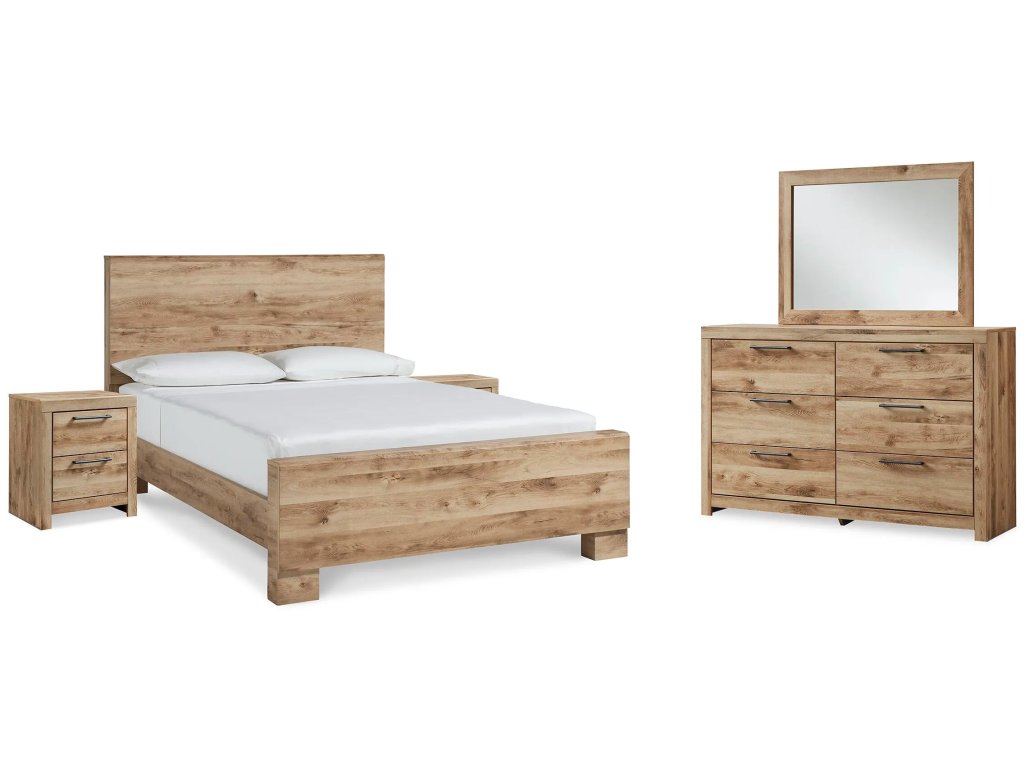 Hyanna King Panel Bed, Dresser, Mirror and 2 Nightstands - main image
