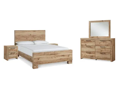 Hyanna King Panel Bed, Dresser, Mirror and 2 Nightstands