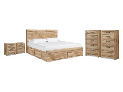 Hyanna King Panel Bed, 2 Chests and 2 Nightstands