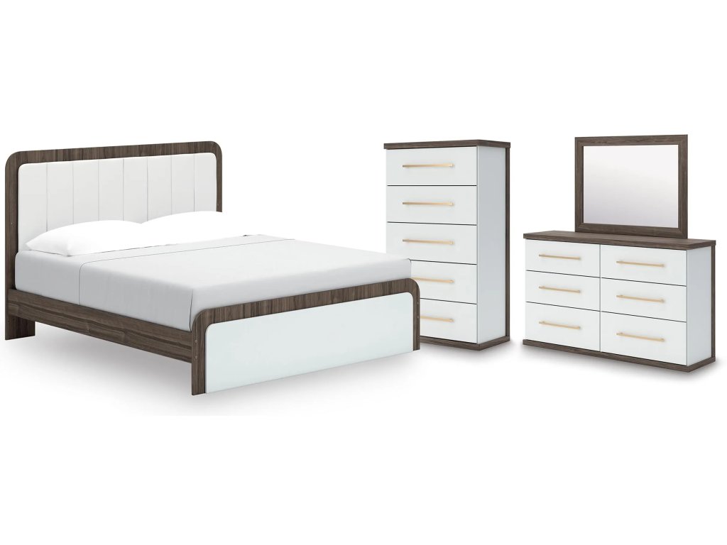 Kendanport King Upholstered Bed, Dresser, Mirror and Chest - main image