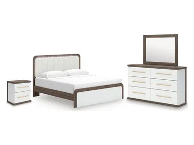 Kendanport King Platform Bed, Dresser, Mirror and Nightstand