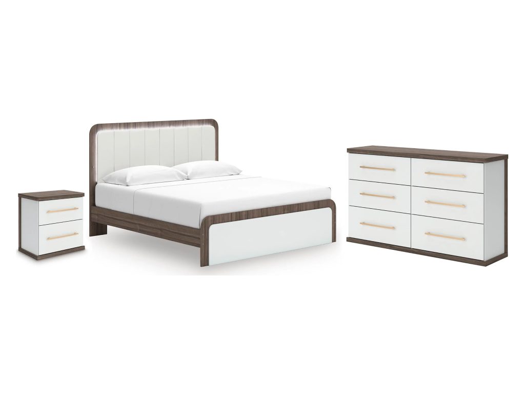Kendanport King Upholstered Bed, Dresser and Nightstand - main image