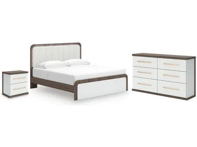 Kendanport King Upholstered Bed, Dresser and Nightstand