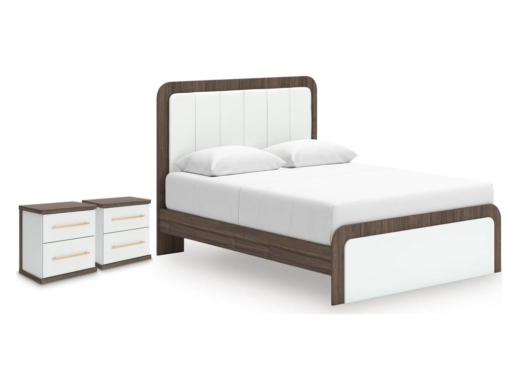 Kendanport Queen Upholstered Bed and 2 Nightstands - main image
