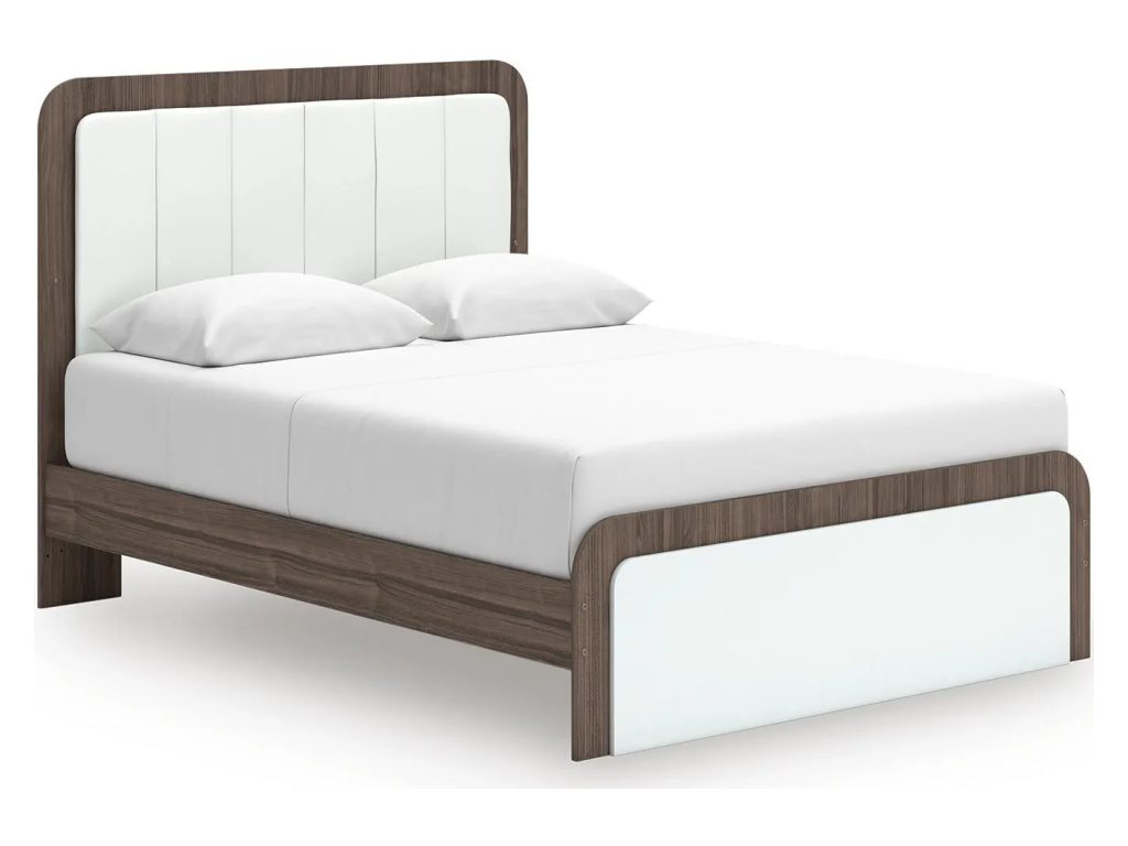 Kendanport Queen Upholstered Platform Bed, Dresser and Mirror - image 9