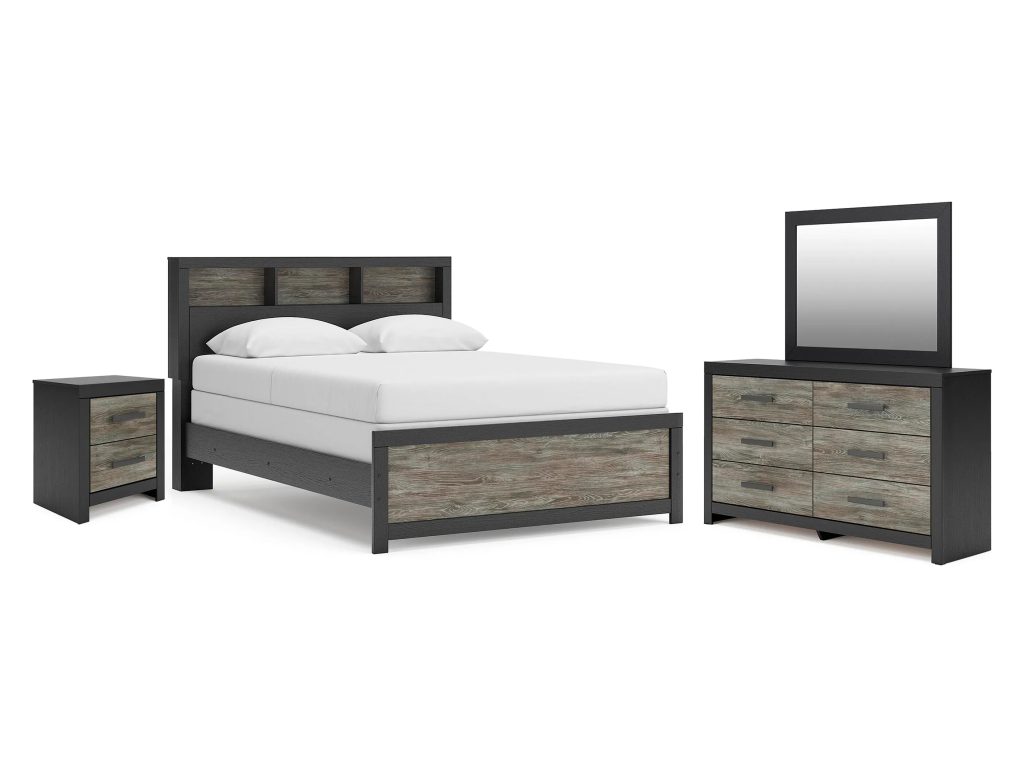 Broachmyn Queen Bookcase Panel Bed, Dresser, Mirror and Nightstand - main image