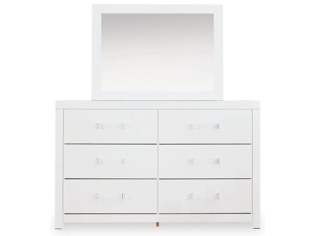 Maeling Queen Upholstered Panel Bed, Dresser, Mirror and Nightstand - image 1