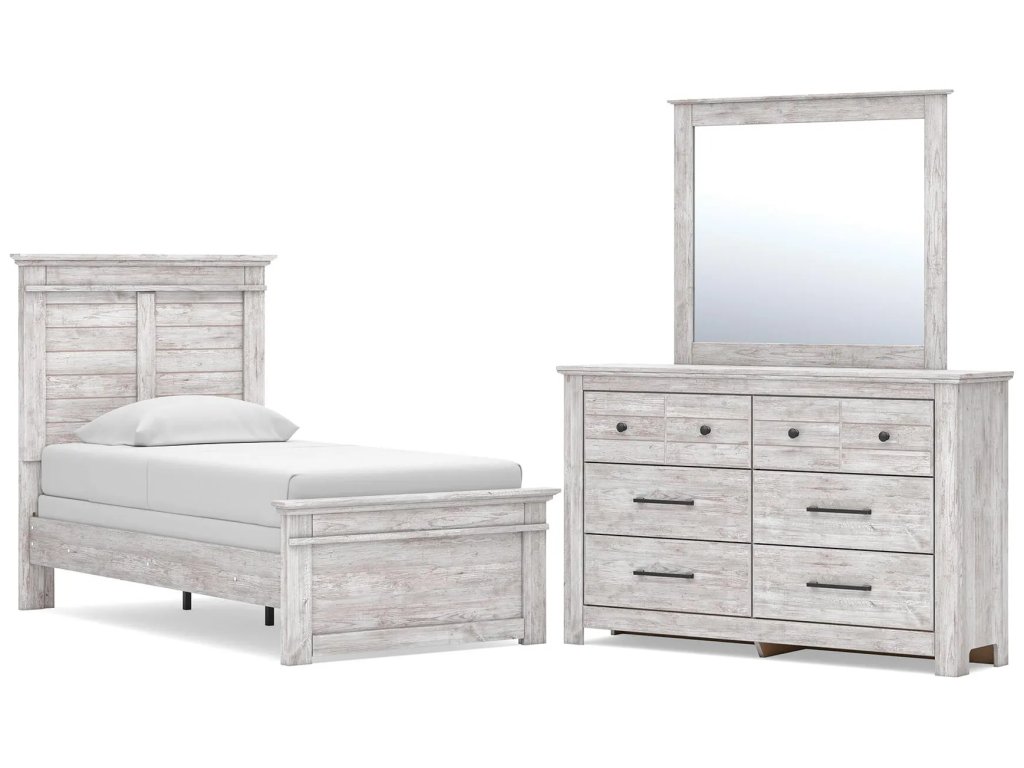 Makidern Twin Panel Bed, Dresser and Mirror - main image