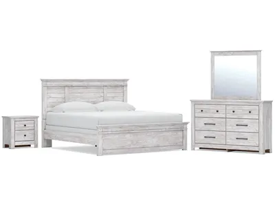 Makidern King Panel Bed, Dresser and Nightstand