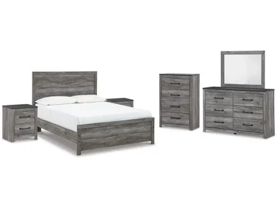 Bronyan Queen Panel Bed, Dresser, Mirror, Chest and 2 Nightstands