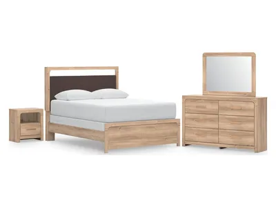 Kinlanni Queen Panel Bed, Dresser, Mirror and Nightstand