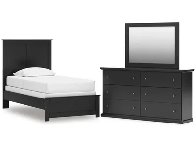 Maribel Twin Panel Bed, Dresser and Mirror