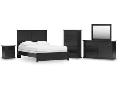 Maribel Queen Panel Bed, Dresser, Mirror, Chest and Nightstand
