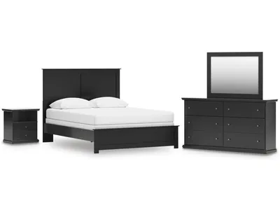Maribel Queen Panel Bed with Dresser, Mirror and Nightstand