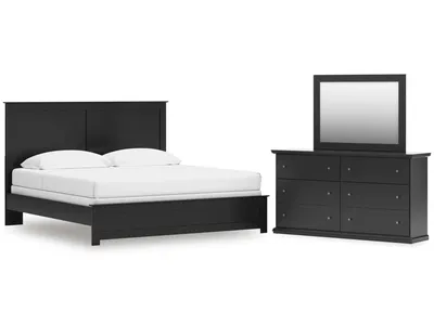 Maribel King Panel Bed with Dresser and Mirror