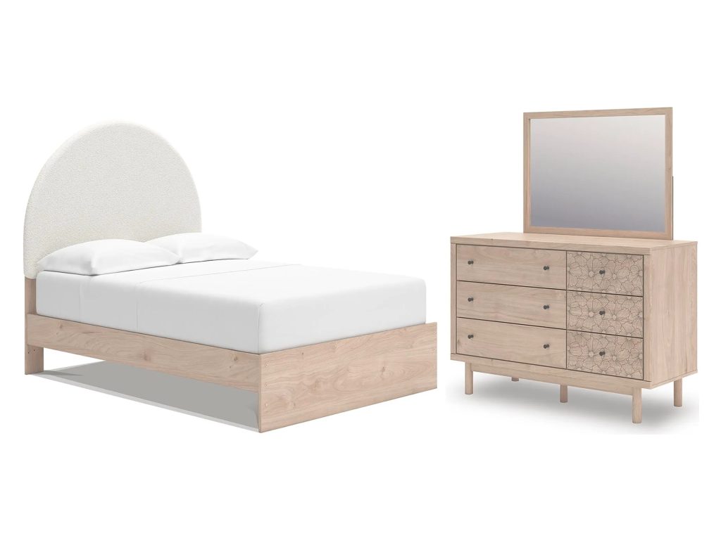 Arloster Full Upholstered Panel Bed, Dresser and Mirror - main image